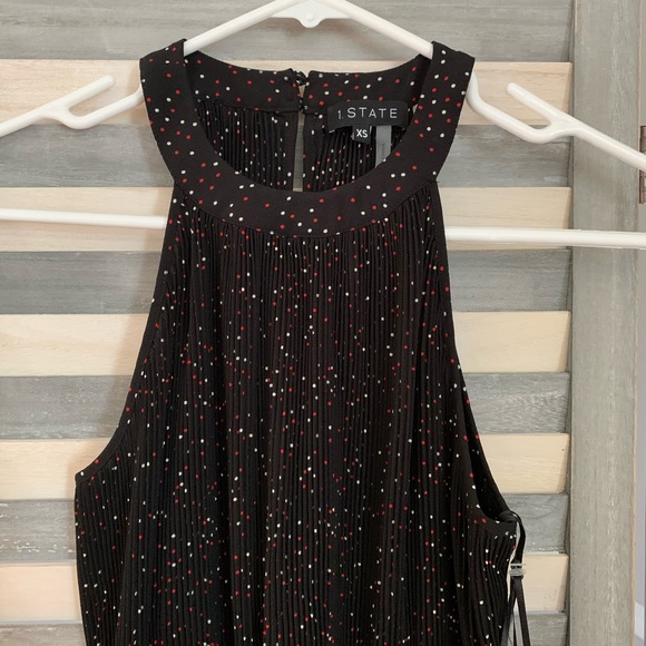 1. State Black Pleated Peplum Tank Dot Print - Picture 5 of 8